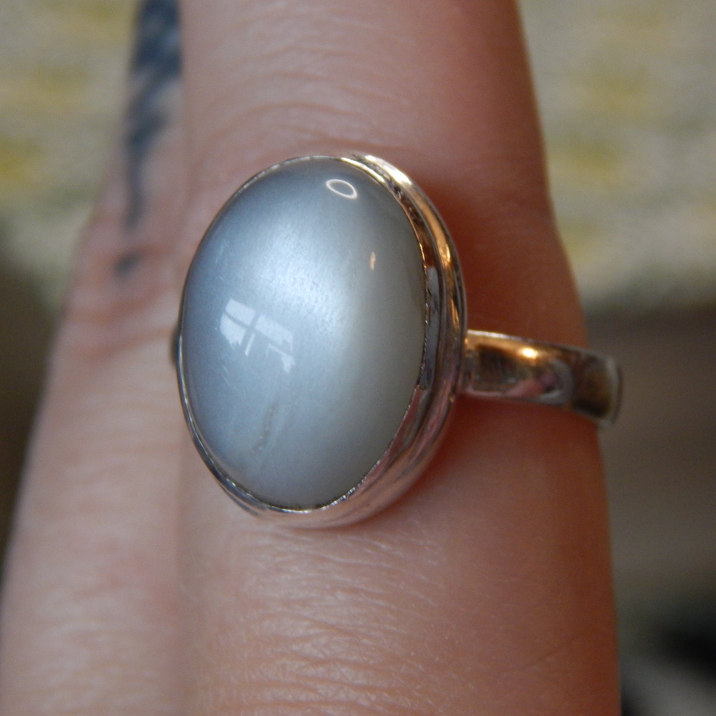 Goddess Invoking Gray Moonstone Sterling Silver Ring Size 9