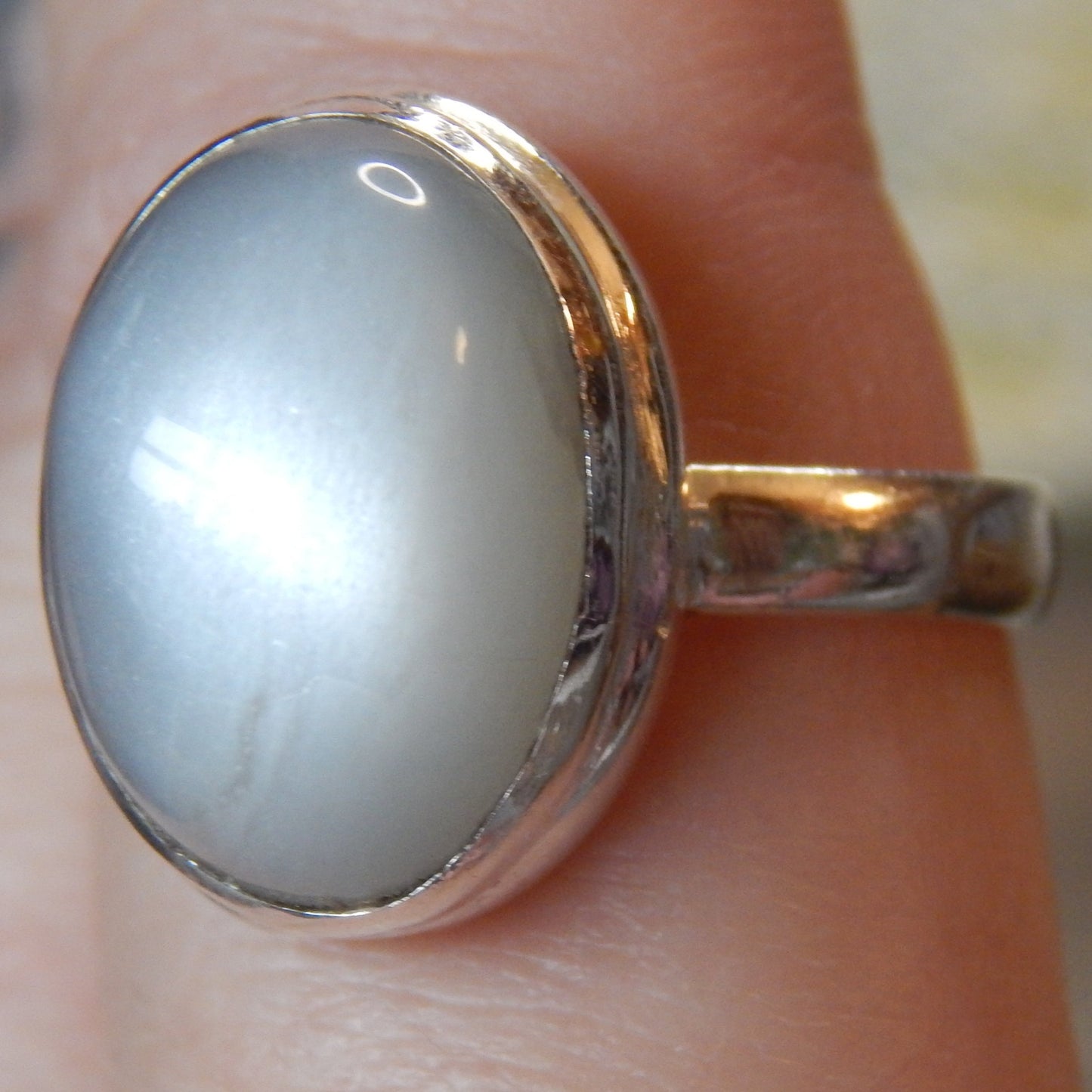 Goddess Invoking Gray Moonstone Sterling Silver Ring Size 9